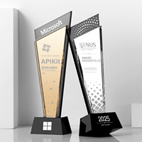 Trophée de récompense en cristal coloré de luxe, gravé sur mesure pour le meilleur employé, réunion annuelle d'entreprise