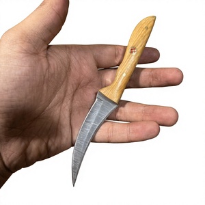 Couteau de chasse et de survie à lame fixe mini, en acier Damas artisanal, pointe tombante, manche en bois, qualité industrielle, pour revendeurs OEM 58/60 - Product Image 3