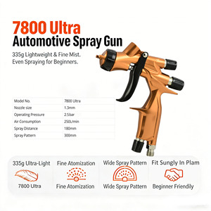 Pistola <span class=keywords><strong>de</strong></span> Pulverización Neumática ROKO 7800 Ultra para Reparación <span class=keywords><strong>de</strong></span> Carrocerías <span class=keywords><strong>de</strong></span> Aluminio, Alimentación por Gravedad, Soporte OEM, Boquilla <span class=keywords><strong>de</strong></span> 1.3 mm, Acabado Fino, Certificación CE 1 - Product Image 3