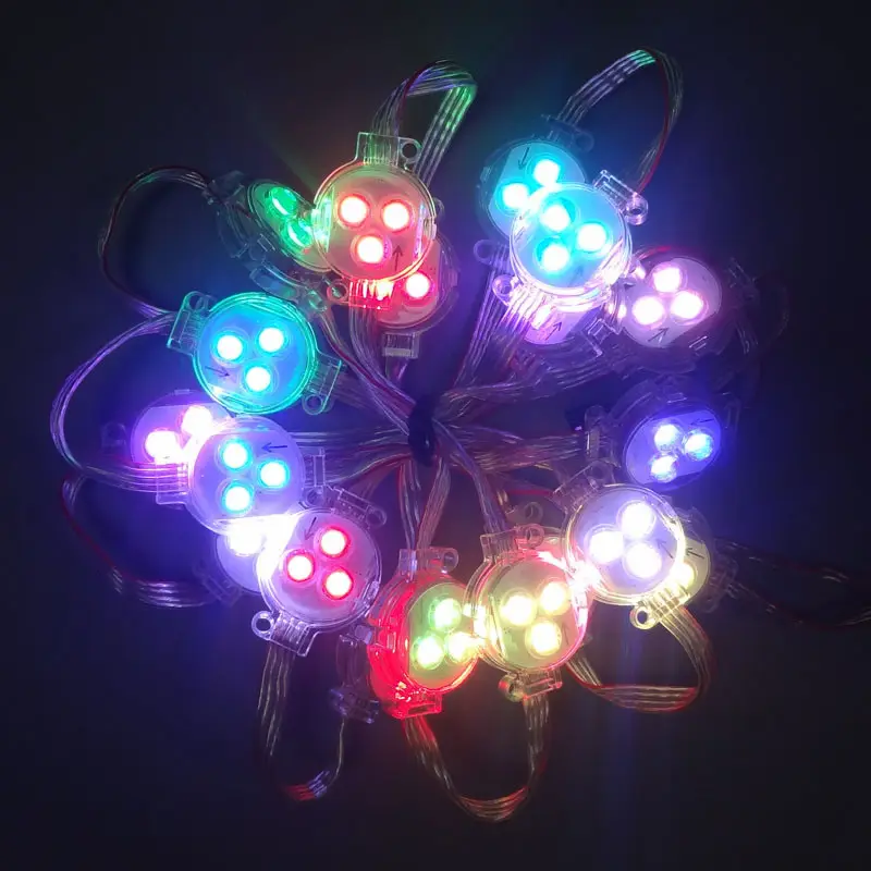 Dekorasi Natal Penuh Warna Pixel Led Ws2811 10086 30Mm 12V Led Dot Cahaya Rgb Ip68 Lampu Warna-warni Lampu Sorot Led