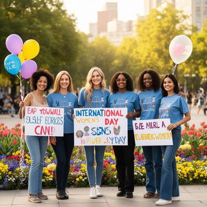 T-shirt per la Giornata Internazionale della Donna, 100% cotone, girocollo, casual, stampata, femminista, vestibilità regolare, manica corta - Product Image 2