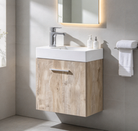 Ensemble de meuble-lavabo mural moderne pour salle de bain, vasque en céramique, armoire en MDF, miroir LED