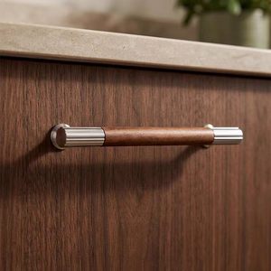 Poignées de porte d'armoire en laiton massif et bois de noyer style mi-siècle, poignées de tiroir en bois antique – Offre Spéciale - Product Image 6