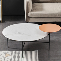 Table basse ronde en métal blanc, bois moderne, KC-T0604