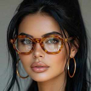 Gafas de Sol Retro Ámbar Poligonales para <span class=keywords><strong>Mujer</strong></span> 2026, Gafas de Moda <span class=keywords><strong>Hexagonales</strong></span> Pequeñas con Remaches UV400, <span class=keywords><strong>Lentes</strong></span> Transparentes Decorativas de Tendencia - Product Image 3