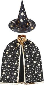 Capa de Mago 2024 con Sombrero, Accesorios de Halloween para Niños, Disfraz de Bruja de Alta Calidad para Niños, Capa Suave y Cómoda, Conjunto de Halloween - Product Image 2