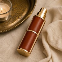 Atomiseur de parfum en cuir d'agneau 5 ml, rechargeable, portable, mini flacon de voyage, bouchon à vis, personnalisable, argenté, multi-usage