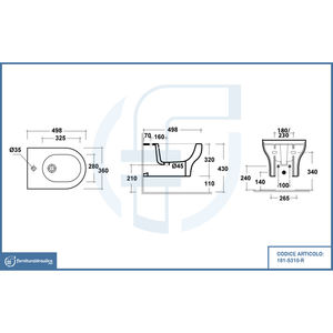Bidé Moderno de Pared Sara, Plástico ABS, Fácil de Limpiar, Rociador Vertical para Baños de Hotel - Product Image 2
