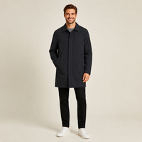 Manteau trench mi-long pour homme AQTQ, col rabattu, patte de boutonnage cachée, résistant à l'eau, pour le bureau, les occasions formelles et le quotidien