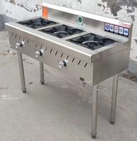 Cuisinière à gaz commerciale sur pied à 3 brûleurs en acier inoxydable pour restaurant, cuisson de soupes et de plats en pot, équipement de restauration