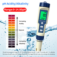 Backlit LCD 0.05 High Accuracy 5 in 1 pH EC TDS Salt Temp Water Tester Water Quality Monitor for Lab Aquarium Drinking Water