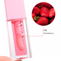 Huile à lèvres repulpante hydratante personnalisable OEM pour votre marque, 30 couleurs, maquillage végétalien, huile transparente pour le soin des lèvres aux fruits