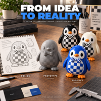 Figurines de pingouins moulées par injection personnalisées, boîte mystère, jouets de créateur à nœud papillon à carreaux, fabricant OEM