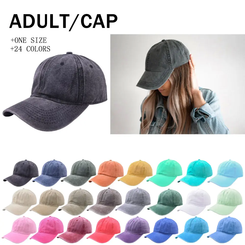 24 Farbe Bulk Custom Logo Vintage Distressed Plain Cap Unisex 100% gewaschene Baumwolle Papa Hüte Baseball Caps für Männer und Frauen