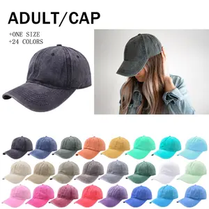 24 Color Bulk Custom Logo Vintage Distressed Plain Cap Unisex 100% Washed Cotton Dad Hats Baseball Caps for men and women