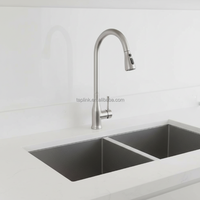 Robinet de cuisine monocommande extractible moderne, finition chromée, en acier inoxydable 304 de qualité alimentaire, monotrou