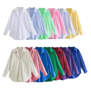 Hot-Selling Multi-Color Shirt Tops 2022 Lente Nieuwe Mode Casual Snoep Kleur Blouse Voor Vrouwen - Product Image 2
