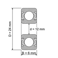 Rodamiento de Bolas de Ranura Profunda de Sección Delgada de Acero Inoxidable AISI420 S6901 Premium, 12x24x6mm 2RS ZZ, Pieza para Equipos Médicos y Robóticos