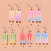 Pendientes de crema con bloques de color de primavera y verano, los más vendidos, con diseño de simulación de comida creativa transfronteriza, estilo hielo {Pendientes para mujer}