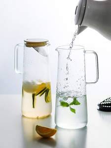 48oz de vidrio jarra de agua con filtro de la tapa de vidrio de bebida jarra de jugo de agua de limón helado de té de vidrio de - Product Image 5