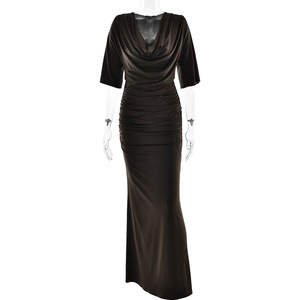 Elegante Vestido Largo Ajustado con Cuello en V y Cintura Natural para Ocasiones de Noche - Product Image 5