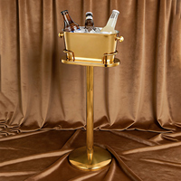 Support de seau à glace classique pour fête, en acier inoxydable doré ou argenté, refroidisseur métallique, logo personnalisé, pour bar, durable et écoresponsable