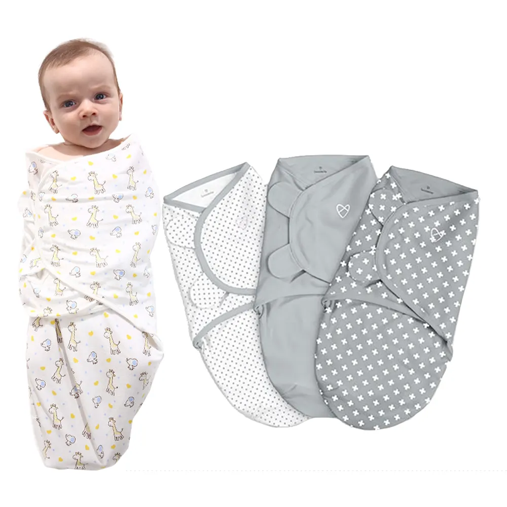 Personalizado bebê recém-nascido swaddle dormir saco algodão orgânico zipper swaddle cartoon impressão unisex Recebendo Baby Swaddle wrap