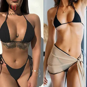 LIANMENG AD008 Micro Woman Bikini Sexy Underwear Summer Ladies Swimming Costumes Solid Colors Custom Mini Thong Bikinis