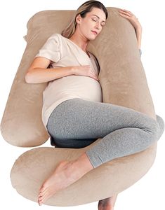 Almohada de Maternidad Rectangular Suave de Espuma Viscoelástica con Funda Extraíble, para Cuerpo Completo, para Adultos, Imprescindible para el Sueño Durante el <span class=keywords><strong>Embarazo</strong></span>, Jumbo de 57 Pulgadas, Marrón - Product Image 2