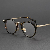 En stock, monture optique ronde en acétate et titane, simplicité, mode, lunettes de haute qualité, lunettes pour hommes et femmes