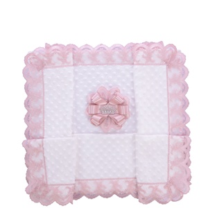 Manta de Bebé Tejida Rosa con Corona, Venta al por Mayor, Personalizada, de Algodón Suave para Recién Nacidos, Moderna, Portátil, para Envolver al Bebé, para Viajes - Product Image 3
