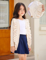 Fábrica de ropa personalizada Ventas al por mayor Niños Ropa de invierno Manga larga Hueco Cardigan Suéteres Niñas Suéter personalizado