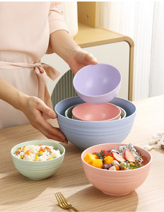 Sinh Thái Thân Thiện Với Phân Hủy Sinh Học 4 Pcs Ngũ Cốc Bát Không Thể Phá Vỡ Mì Salad Gạo Súp Bát Rơm Lúa Mì Đồ Ăn Bát Bộ - Product Image 5