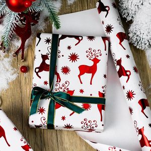 Christmas <b>Wrapping</b> <b>Paper</b> Red Reindeer Design 46.8 Square Feet Roll Gift Craft Recyclable - Product Image 4