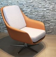 Moderner Luxus Einzel-Ledersessel Edelstahl Drehbares Design Verstellbarer Sessel Wohnzimmer Freizeitmöbel
