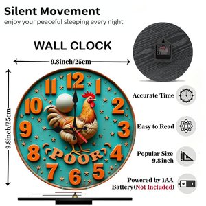 Round Wooden <b>Wall</b> <b>Clock</b> Walnut Color 25Cm Non Ticking <b>Silent</b> Modern Home Decoration <b>Clock</b> - Product Image 5