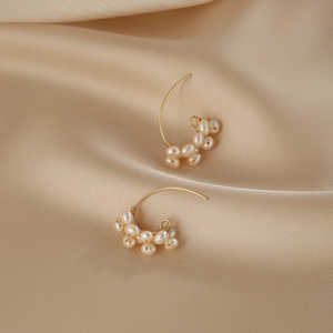 Exquisitos pendientes de perlas naturales enrolladas a mano 1616 - Product Image 4