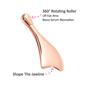 Masajeador Facial y Ocular de Aleación de Zinc con Doble Punta, <span class=keywords><strong>Rodillo</strong></span> Giratorio y Raspador Gua Sha para Lifting en V, Disponible en Stock - Product Image 4