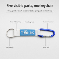 Porte-clés personnalisé avec logo, sangle en tissu tressé, mousqueton en aluminium et anneau fendu – Vente en gros, fournisseur OEM/ODM