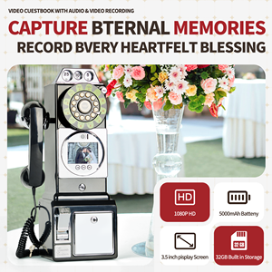 Livre d'or vidéo et audio noir, Enregistreur vocal, Livre d'or, Événement de mariage, Livre d'or vidéo rétro, Cabine téléphonique, Téléphone, Photographie - Product Image 2
