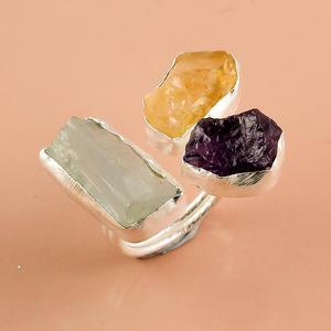 แหวนเงินสเตอร์ลิงทำด้วยมือ925อเมทิสต์พลอยซิทรีนพลอยอะความารีนธรรมชาติเครื่องประดับดีไซน์พิเศษส่งตรงจากผู้ผลิต - Product Image 3