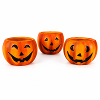 Joli pot de fleurs/succulentes en porcelaine, design citrouille Jack O'Lantern, moderne et contemporain, écologique, pour l'automne et Thanksgiving, à poser au sol