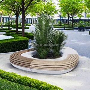 Decoración de Interior de calle al aire libre, muebles urbanos, Salón paramétrico, Banco de árbol redondo de madera con plantas - Product Image 2
