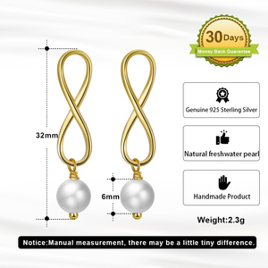 GPE49 RINNTIN Fashion <strong>Infinity</strong> <strong>Earrings</strong> Pearl <strong>Earrings</strong> 925 Sterling <strong>Silver</strong> 14K Gold Plated <strong>Earrings</strong> for Women - Product Image 6
