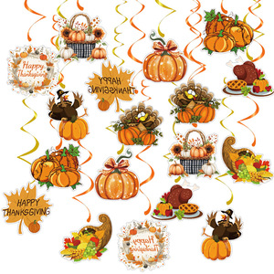 Set de Decoración para Fiesta de Acción de Gracias, Etiquetas en Espiral con Tema de Calabaza, Decoraciones Personalizables - Product Image 1
