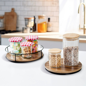 Kitchen Rotating <b>Tray</b> Round Stainless Steel <b>Storage</b> Box With Lid For Food Container Standing Type 1st Floor - Product Image 1