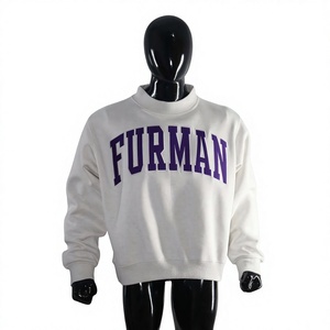 Furman Crew <b>Neck</b> Sweatshirt White Oversized Women's <b>Mock</b> <b>Neck</b> Sweatshirt Custom Logo Cotton Blend Pullover Fashion Brand OEM Man - Product Image 2