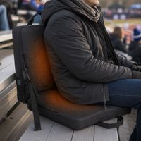 Siège de stade chauffant portable rechargeable par USB avec dossier et coussin rembourré doux pour les événements sportifs et en plein air