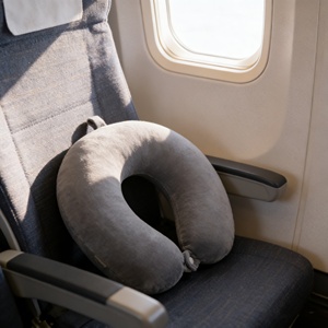 Almohada de Viaje Ligera de Algodón, Almohada de Soporte para el Cuello en Forma de U para Dormir, para Viajes en Autobús, Avión y Tren - Product Image 1