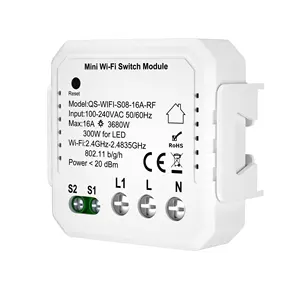 1 Gang Aihomestyle Tuya Mô-đun Công Tắc WiFi Mini 16A Hoàn Hảo Cho Ổ Cắm EU Hoặc Hộp Công Tắc Gắn Tường QS-WIFI-S08-16A